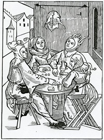 Von Kartenspielern und Würflern, Illustration aus Alexander Barclays englischer Übersetzung von 